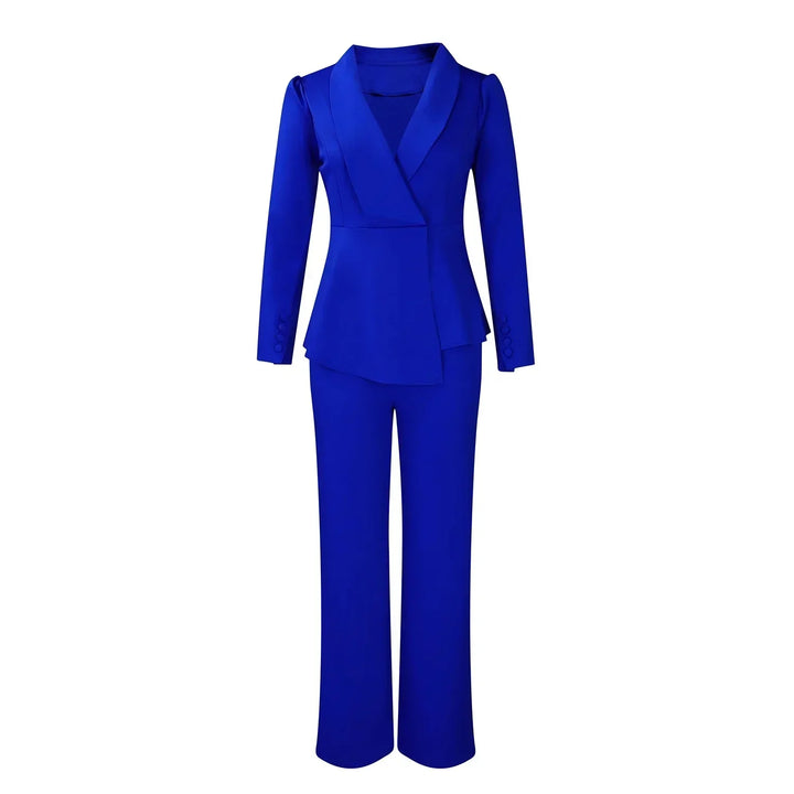Formelles Damen Anzugset in Schwarz. Taillierter langer Blazer & Hose für seriöse Business-Looks und Events.
