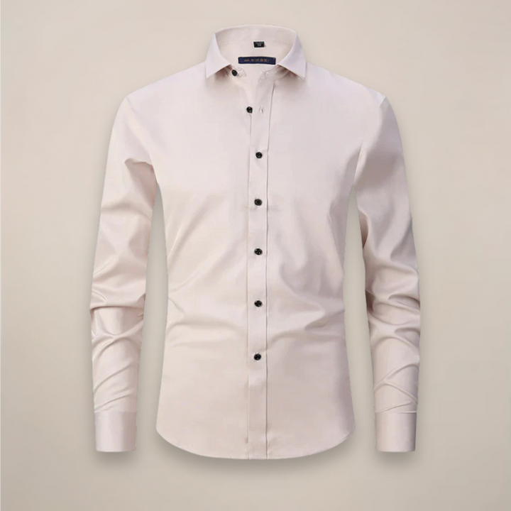 Stilvolles Langarmhemd Herren, schlanker Schnitt, ideal für Frühling und Abendveranstaltungen.
