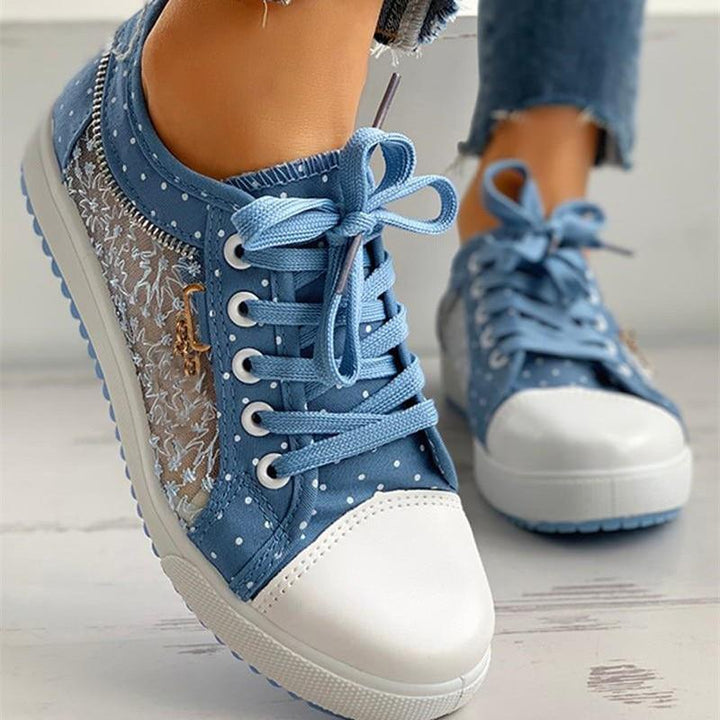 Dunkelblaue Freizeitschuhe für Damen, modische Halbschuhe mit Schnürung