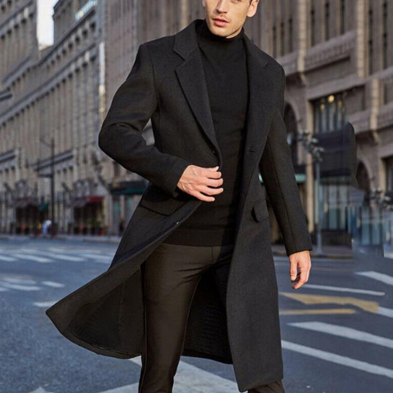 Schwarzer eleganter Herren Wintermantel für Business