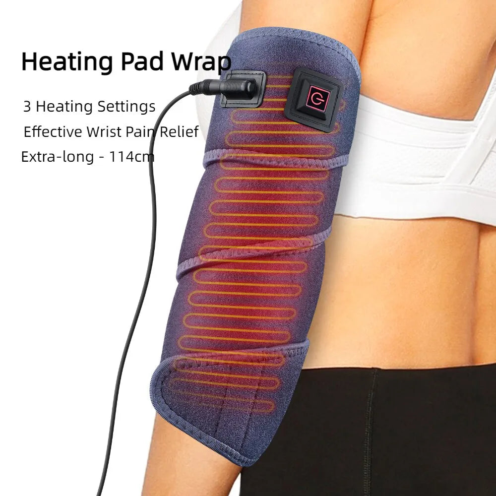 "Thermorelief Heizkissen für den Rücken, verstellbare Temperatur, ergonomisches Design, blau-graue Oberfläche."