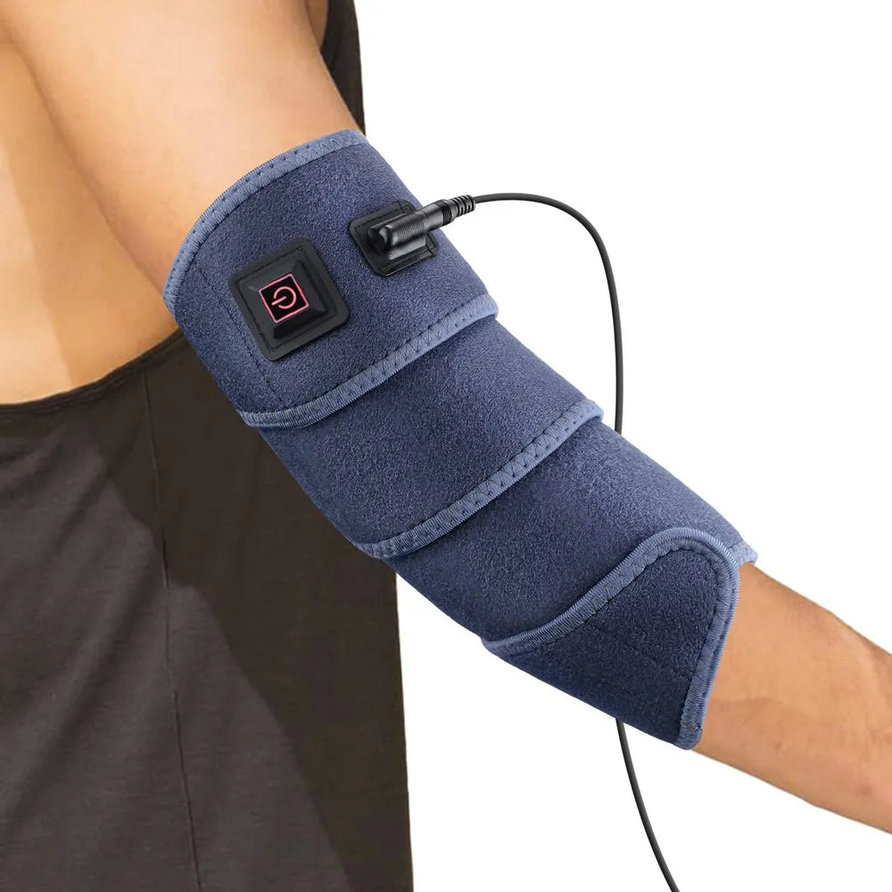 "Thermorelief Heizkissen für den Rücken, verstellbare Temperatur, ergonomisches Design, blau-graue Oberfläche."