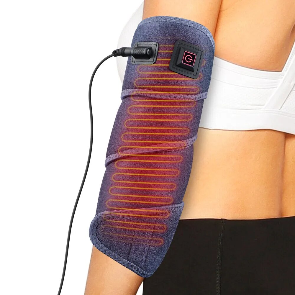 "Thermorelief Heizkissen für den Rücken, verstellbare Temperatur, ergonomisches Design, blau-graue Oberfläche."