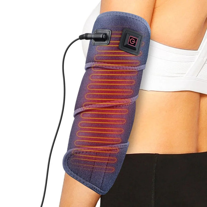 "Thermorelief Heizkissen für den Rücken, verstellbare Temperatur, ergonomisches Design, blau-graue Oberfläche."