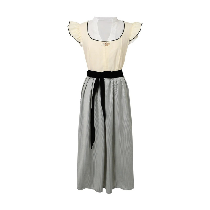 Elegantes weißes Damen Dirndlkleid für Oktoberfest und traditionelle Feste. Hochwertige Trachtenmode mit Schürze.