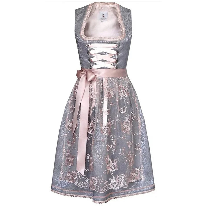 "Traditionelles Dirndl Kostüm mit modernen Details, elegantes Design, kurze Ärmel, ideal für Oktoberfest, weibliche Silhouett