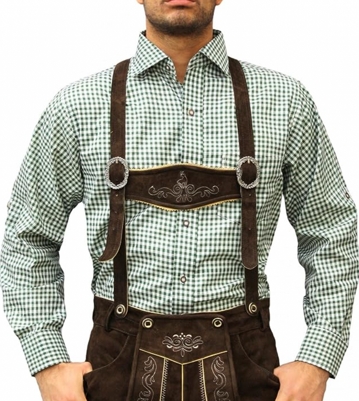 Traditionelles Herren Trachtenhemd, Langarm, in bayerischem Stil. Perfekt für festliche Anlässe & Oktoberfest.