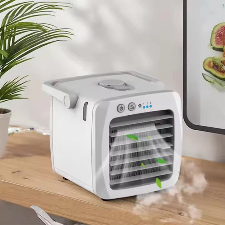 Tragbare 4-in-1 Mini-Klimaanlage mit Kühl-, Befeuchtungs- & Reinigungsfunktion; ideal für Büro & Schlafzimmer.
