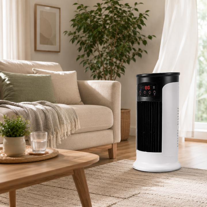 Moderne, energieeffiziente, mobile Klimaanlage für effektive Raumkühlung im Sommer. Ideal für Zuhause.