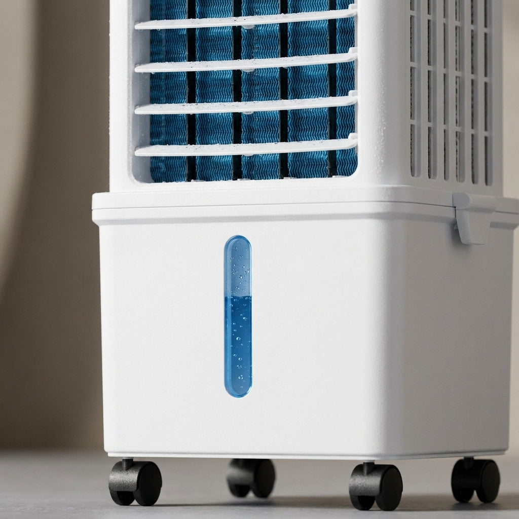 Effiziente mobile Klimaanlage: Dieser 3-in-1 Luftkühler, Entfeuchter & Ventilator kühlt und verbessert das Raumklima.