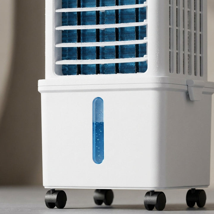 Effiziente mobile Klimaanlage: Dieser 3-in-1 Luftkühler, Entfeuchter & Ventilator kühlt und verbessert das Raumklima.