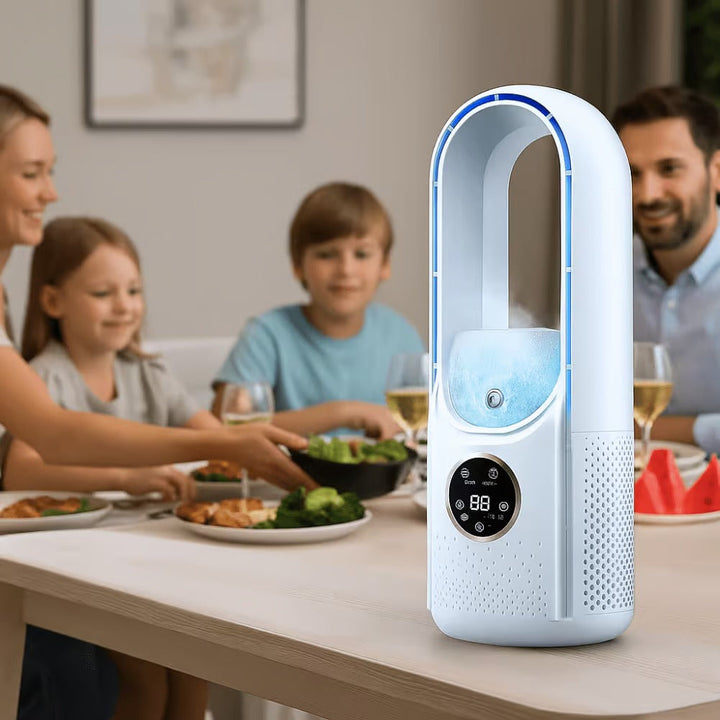 Kompakter blattloser USB Luftkühler, ideal für Schreibtisch & Schlafzimmer, spendet angenehme Sommerkühlung.