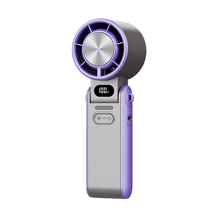 Tragbarer Handventilator mit Turbofan & Halbleiterkühlung für sofortige Erfrischung unterwegs.