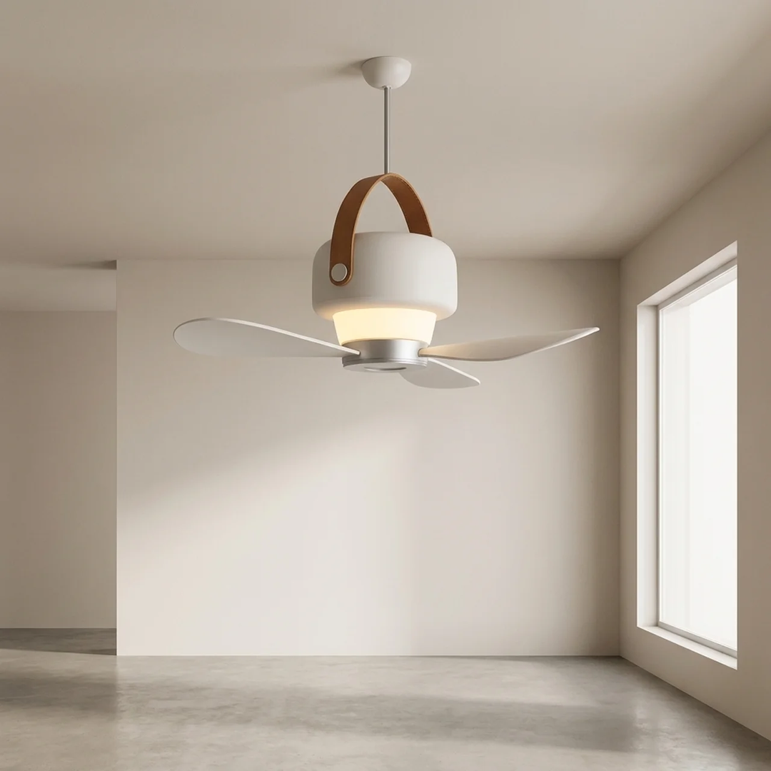 Tragbarer kabelloser Ventilator mit LED-Licht & Fernbedienung, ideal für Indoor/Outdoor.
