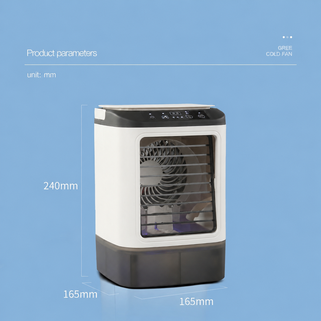 Flügelloser Klimaanlagen-Ventilator mit LED-Licht, energieeffizient und leise, ideal für jeden Raum.