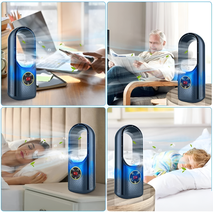 Kompakter Büroventilator, tragbar & leise. Perfekt für angenehmes Arbeiten, sorgt für frische Luft am Arbeitsplatz.