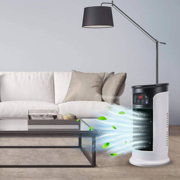Tragbarer Luftkühler & Luftbefeuchter mit 6 Geschwindigkeiten für optimales Raumklima im Schlafzimmer.