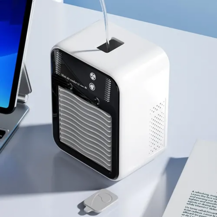 Kabelloser Akku-Luftkühler: flexible Kühlung durch Ventilatorfunktion und Nebel für Heim und Büro.