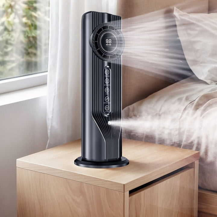 Kompakter USB Tischventilator, ideal für Schreibtisch im Büro oder Schlafzimmer; liefert angenehme Kaltluft.