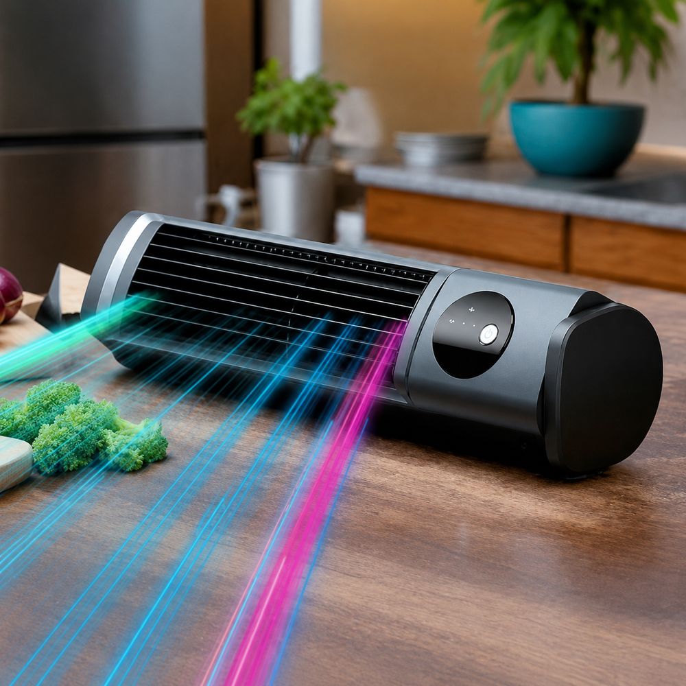 Moderner Turmventilator für angenehme Kühlung im Schlafzimmer oder Wohnzimmer, mit praktischer Timer-Funktion.