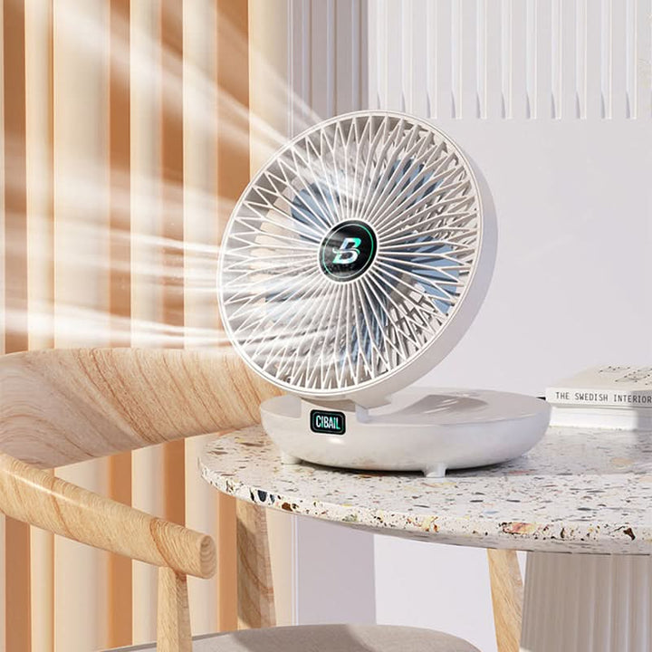 Kleiner, tragbarer Handventilator in modernem Design, USB-aufladbar, für schnelle Erfrischung im Sommer.