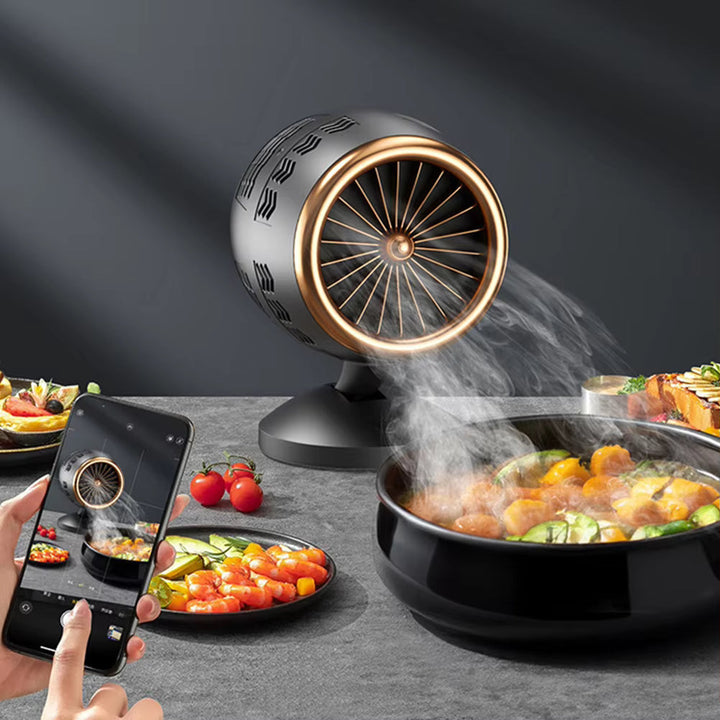 Mobiler Dunstabzug für Kochgerüche, perfekt für kleine Küchen, Wohnmobile oder geselliges Hot Pot Essen am Tisch.