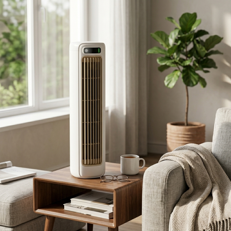 Leiser Akku-Tischventilator mit Oszillation, kompakter USB-Ventilator für Schreibtisch & Unterwegs-Komfort.