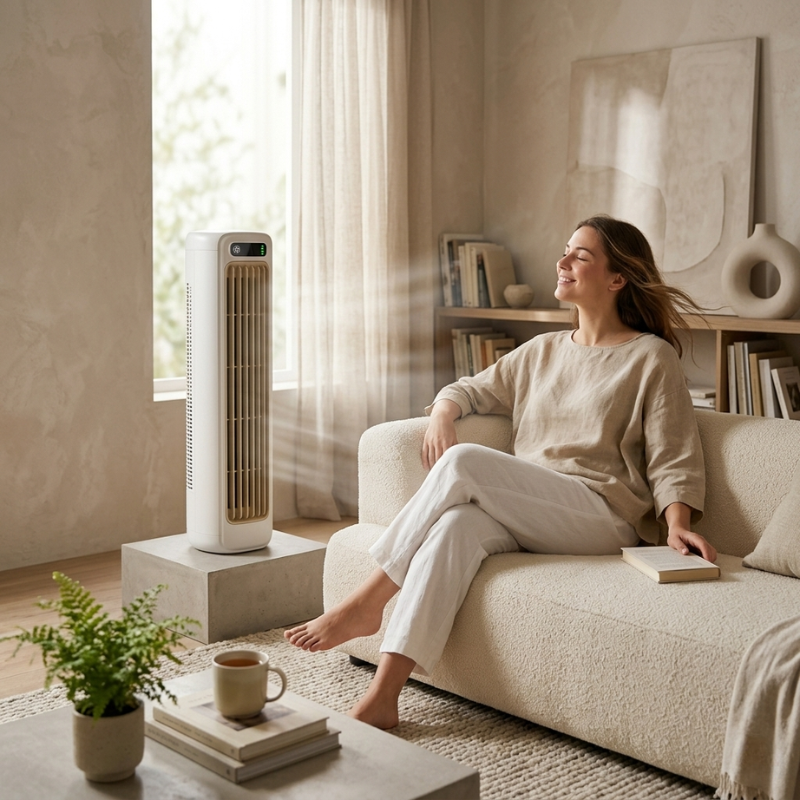 Oszillierender Mini-Tischventilator, USB-betrieben, Akku, leise und tragbar für flexible persönliche Kühlung.