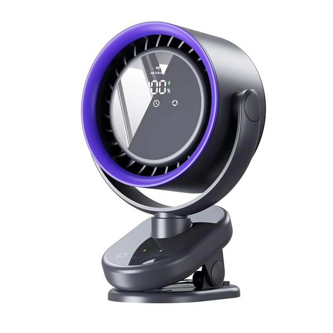 Robuster Reiseventilator mit langlebigem 4000mAh Akku und USB-C für Outdoor-Abenteuer und Camping.