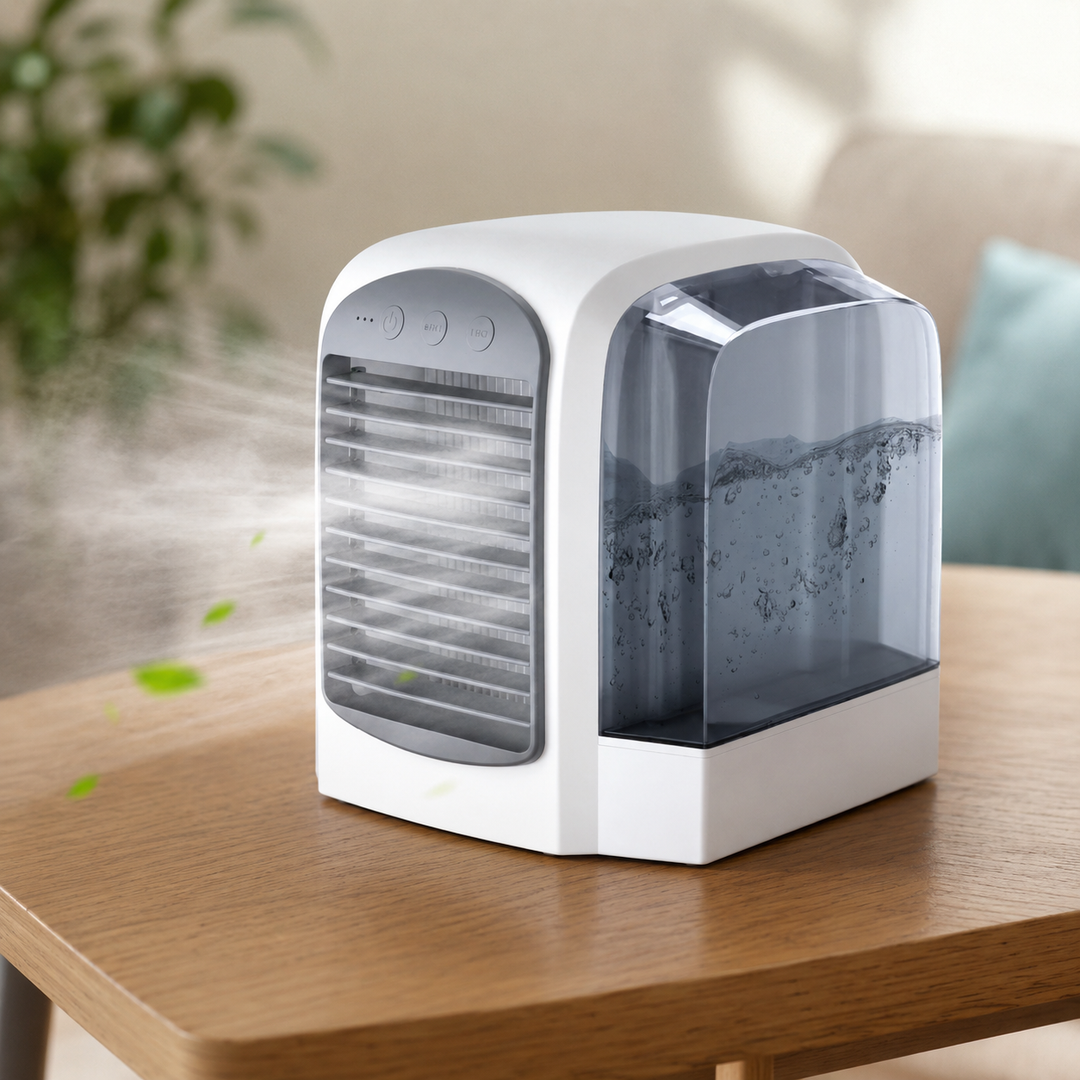 Tragbarer Verdunstungs-Luftkühler mit Oszillation. Ideal für leise Kühlung im Büro/Schlafzimmer.