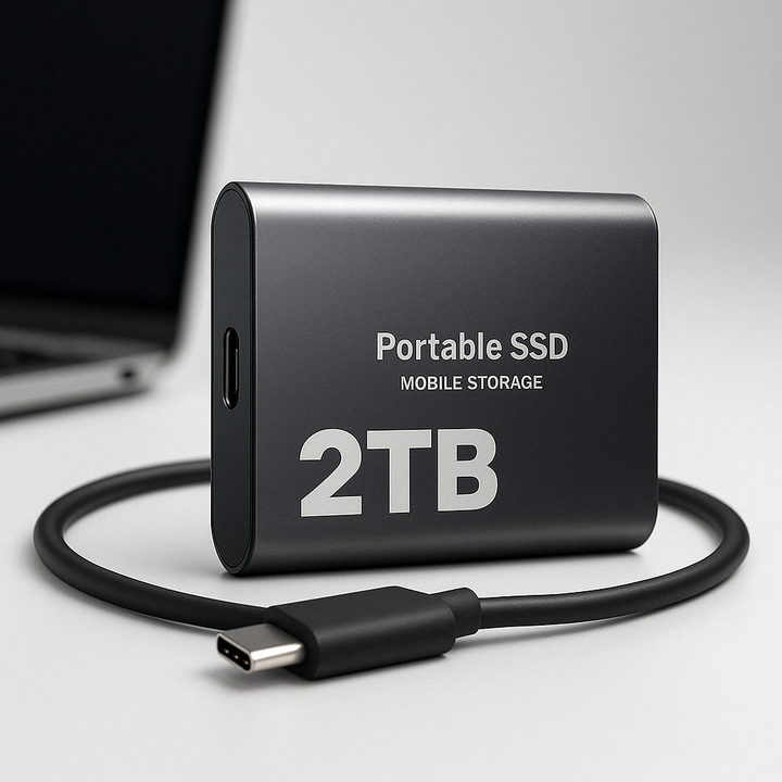 Tragbares 2TB Hochgeschwindigkeits-SSD-Laufwerk mit USB-C für Computer und mobile Geräte.