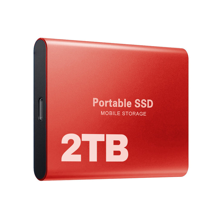Detailansicht des 2TB Hochgeschwindigkeits-SSD-Laufwerks mit USB-C-Schnittstelle.