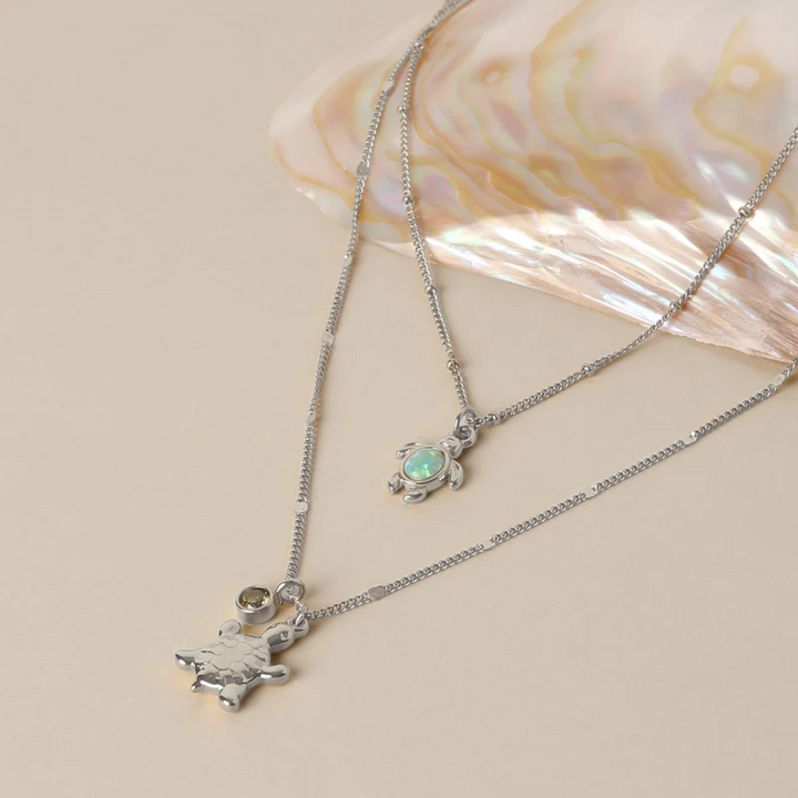 Opal Schildkröte Schmuck Set Ansicht für Damen mit Kette