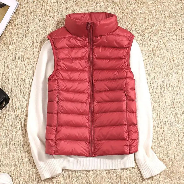 Aktive Damen Daunenweste, ärmellos, ultraleicht und atmungsaktiv, ideal für Spaziergänge, Joggen und Outdoor.