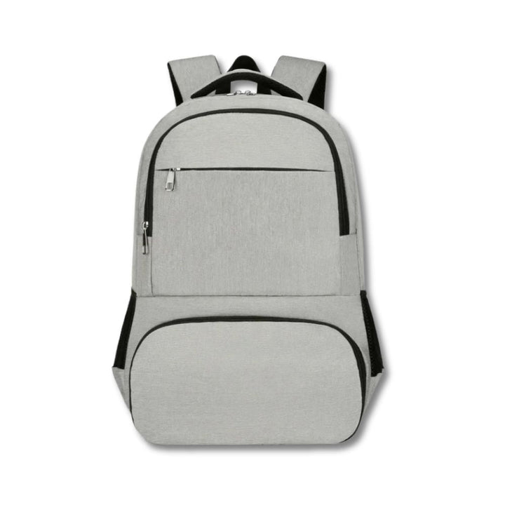 Unisex Anti-Diebstahl Rucksack in Grau, ideal für sicheres Reisen & Pendeln. Versteckte Reißverschlüsse.