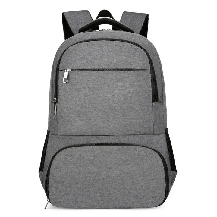 Grauer Unisex Anti-Diebstahl Rucksack mit integriertem Lunchfach, perfekt für Pendler & Tagesausflüge.