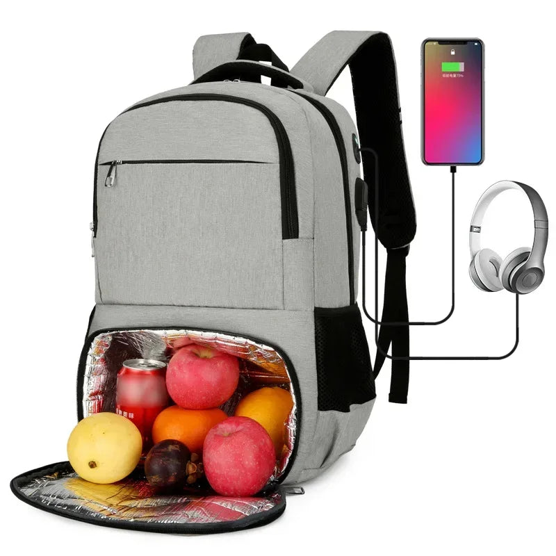 Sicherer Anti-Diebstahl Tagesrucksack in Grau für Laptop & persönliche Gegenstände. Schützt Inhalt auf Reisen.