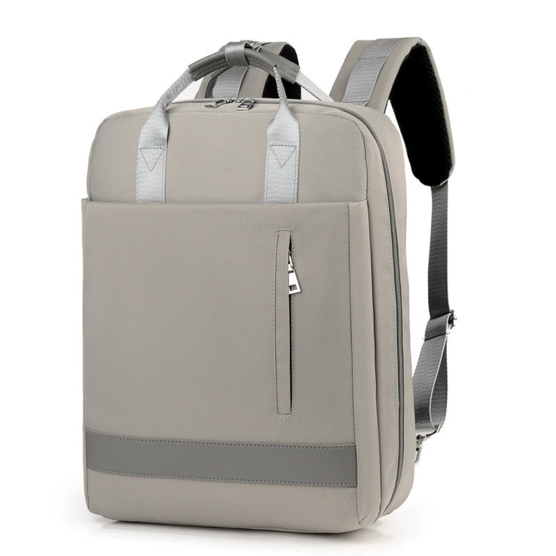 Grauer Unisex Rucksack mit Anti-Diebstahl-Design und praktischen Fächern, stichfest und komfortabel.