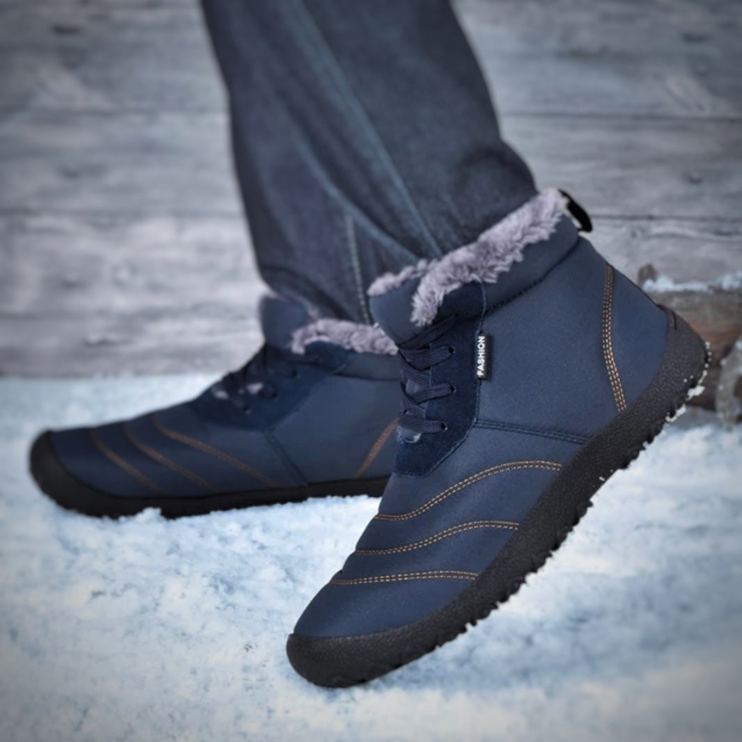 Warme Unisex Barfuß-Winterstiefel mit rutschfester Sohle und minimalistischem Design für Outdoor-Aktivitäten.