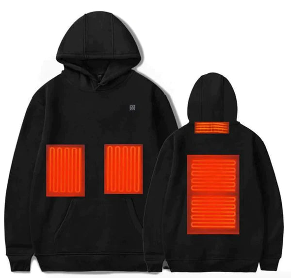 Stilvoller unisex beheizter Hoodie Pullover für Herbst & Winter. Waschbar, wasserabweisend & bequem.
