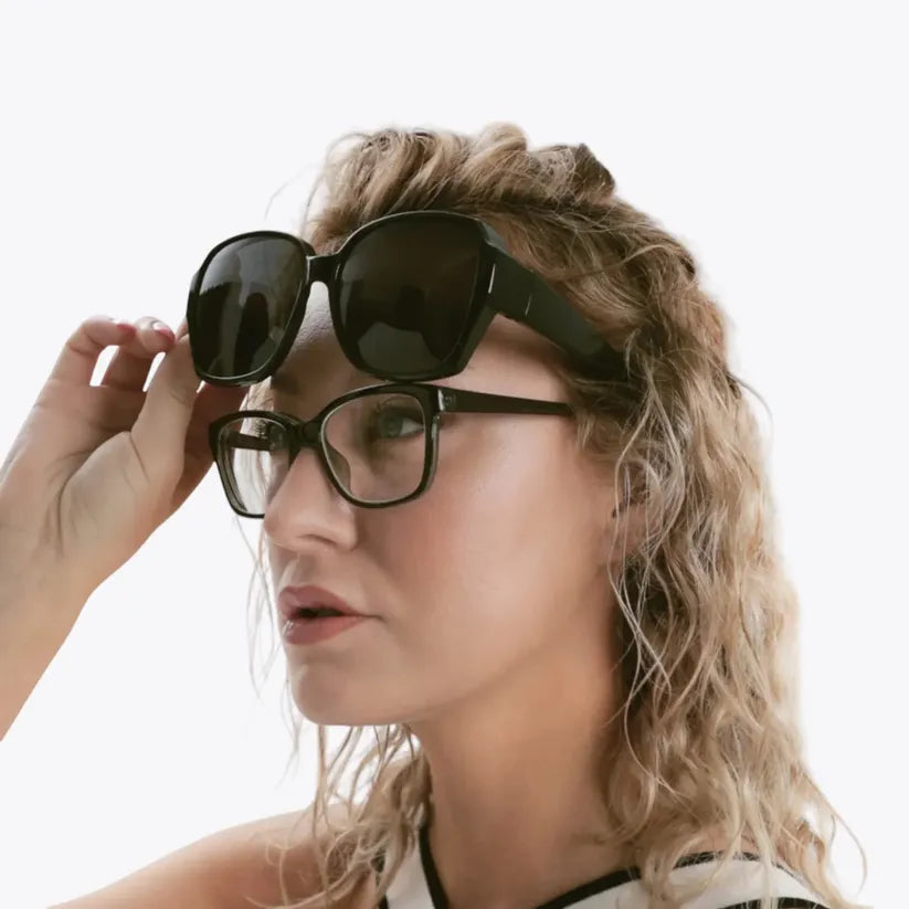 Überzieh-Sonnenbrille mit polarisierten Gläsern, UV-Schutz, Blendschutz, perfekt für Brillenträger im Alltag.
