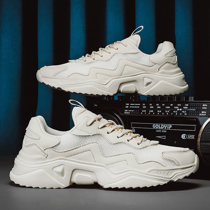 Unisex Chunky Sneaker in neutraler Farbe, atmungsaktiv & bequem für den Alltag im Frühling & Herbst.