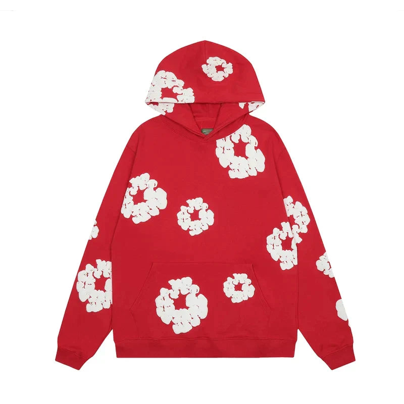 Kuscheliger Unisex Winter-Hoodie mit auffälligem Blumenprint, aus komfortablem Material.