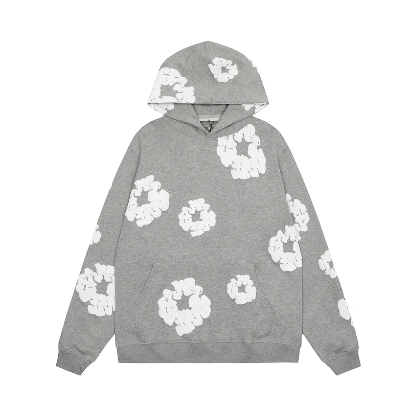 Unisex Winter-Kapuzenpullover mit elegantem Blumenmuster, perfekt für Komfort und Stil.