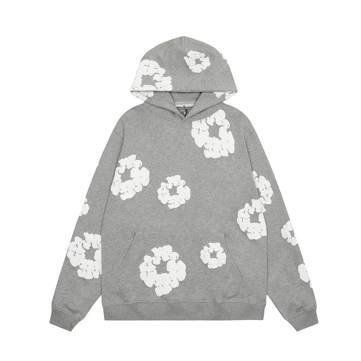 Unisex Winter-Kapuzenpullover mit elegantem Blumenmuster, perfekt für Komfort und Stil.