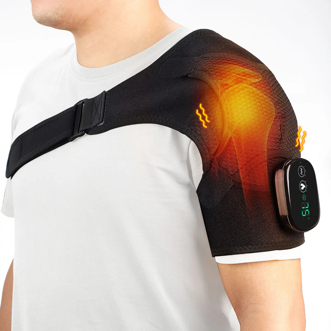 Unisex Gelenk-Massagegerät in Grau/Schwarz mit Wärme & Vibration für Knie, Schulter & Ellbogen.