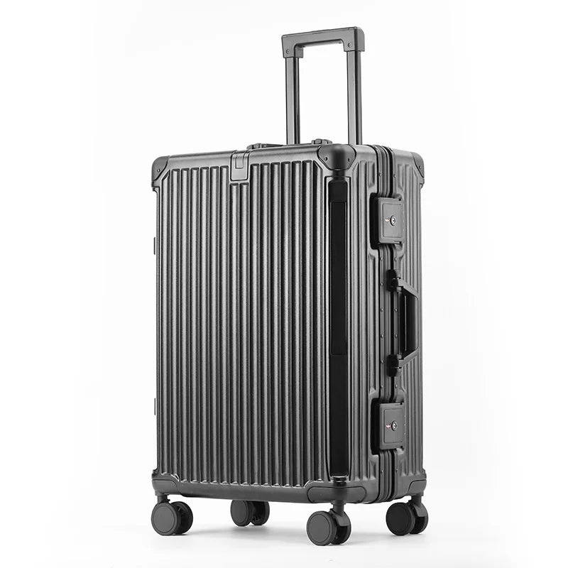 Moderner Unisex Koffer mit elegantem Design und Aluminiumrahmen; stilvolles Reisegepäck für anspruchsvolle Reisende.