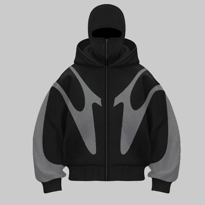 Unisex Hoodie mit integrierter Balaclava. Winddichter Kapuzenpullover für Outdoor & Streetwear, optimaler Kälteschutz.