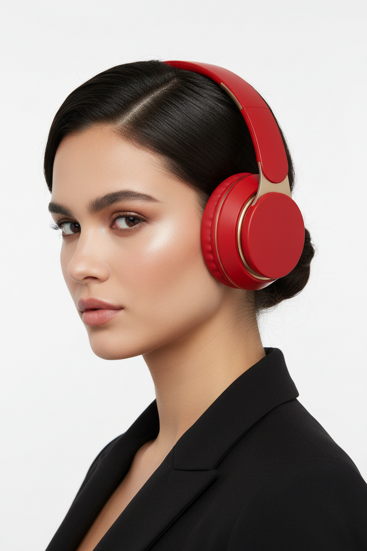 Detailansicht der Over-Ear Bluetooth-Kopfhörer, betont hohen Tragekomfort und elegantes Unisex-Design.