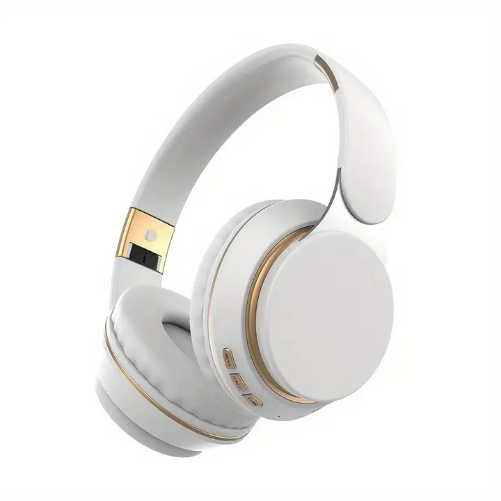 Person trägt Unisex Bluetooth-Kopfhörer, genießt Musik mit klarem Sound und kabelloser Freiheit.